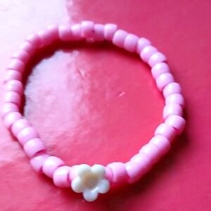 Pink and white flower bracelet